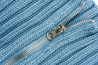 Full frame shot of blue zipper