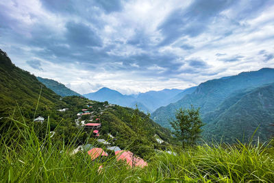 Scenic view of mountains against sky