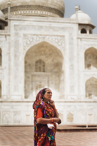 Woman standing on a temple