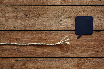 High angle view of ropes on table