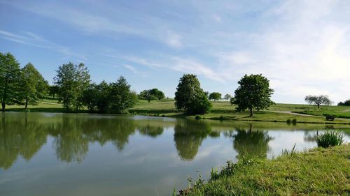 Scenic view of lake against sky