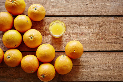 High angle view of oranges on table