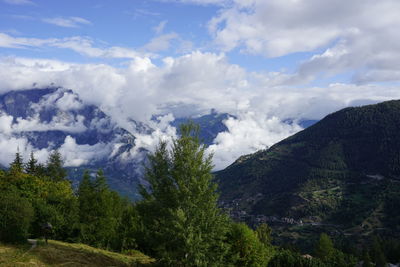 Scenic view of mountains against sky