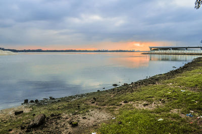 Scenic view of sea against sky during sunset