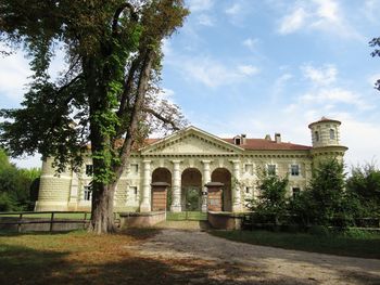 Exterior of historic building against sky