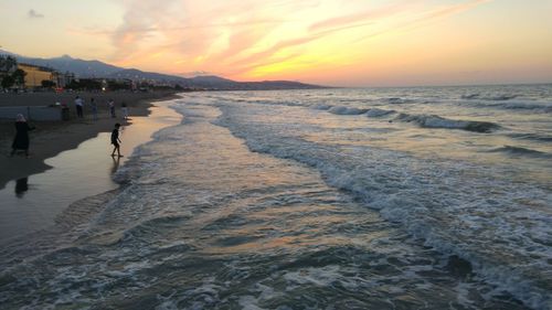 Scenic view of sea against sky during sunset