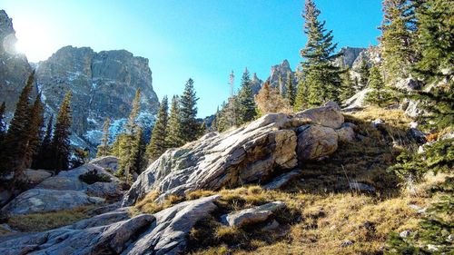 Scenic view of mountains against clear sky