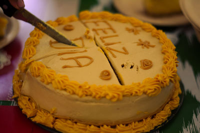 Close-up of cake on table