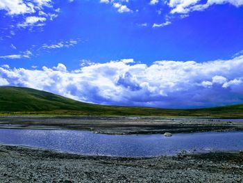 Scenic view of lake against sky