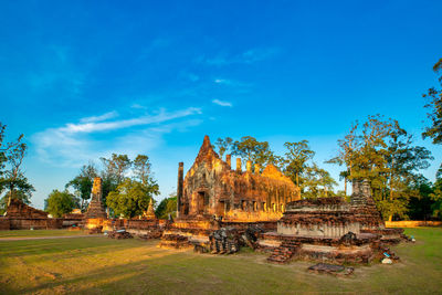 Panoramic view of old ruins against sky