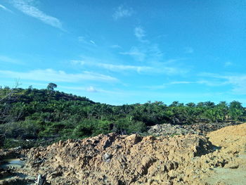 Scenic view of landscape against blue sky