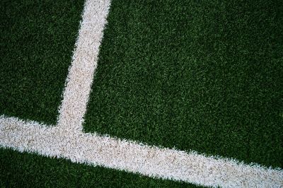 High angle view of marking on playing field