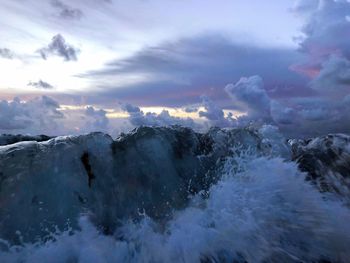 Scenic view of sea against sky during winter