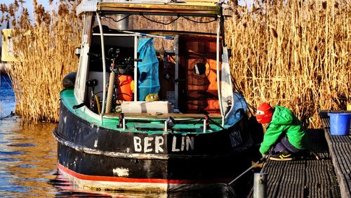 Man working on boat