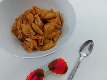 High angle view of dessert in plate on table