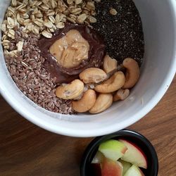 High angle view of food in bowl