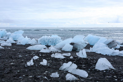 Scenic view of frozen sea against sky