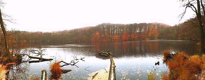 Scenic view of lake against clear sky