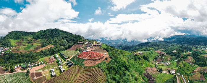 High angle view of townscape against sky