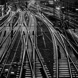 High angle view of railroad tracks