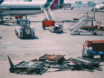 High angle view of airplane at airport