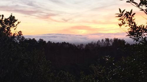 Scenic view of landscape against sky at sunset