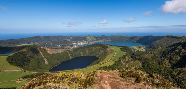 Beautiful volcanic lake in island of sao miguel in the azores