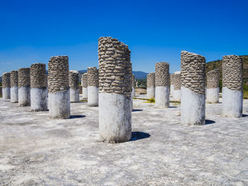 View of historical building against clear blue sky