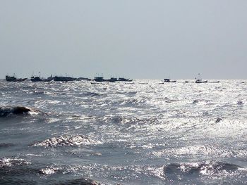 Scenic view of sea against clear sky