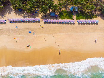 Aerial view of people enjoying at beach