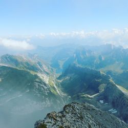 Aerial view of foggy valley