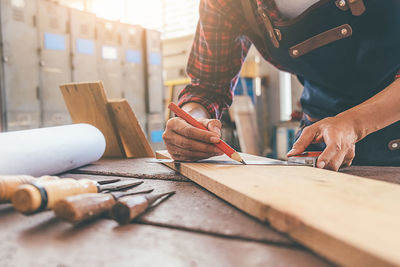 Man working on table