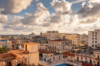 High angle view of buildings in city