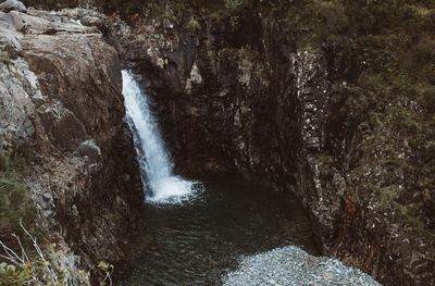 Scenic view of waterfall in forest