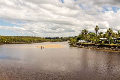 Scenic view of lake against sky