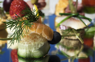 Close-up of canapes served on platter
