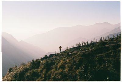 Scenic view of mountains against clear sky