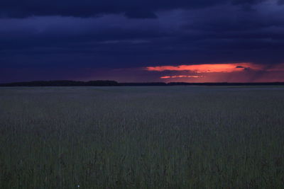 Scenic view of field against sky during sunset