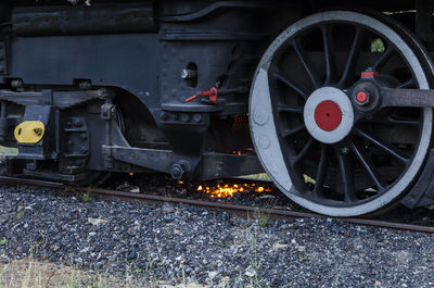 Close-up of train on railroad track