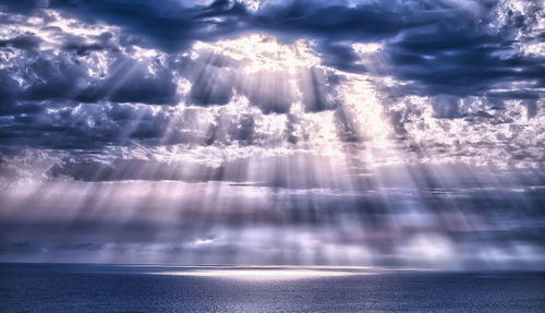 Scenic view of sea against cloudy sky