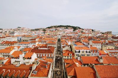 High angle view of cityscape against sky