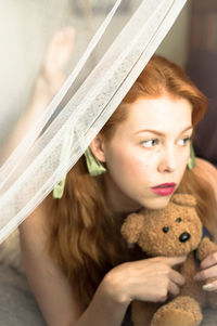 Close-up of beautiful young woman