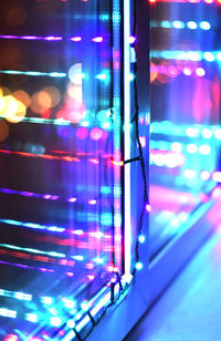 Close-up of illuminated lights at night