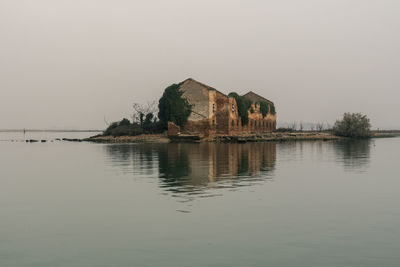 Scenic view of lake against clear sky