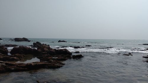 Scenic view of sea against clear sky