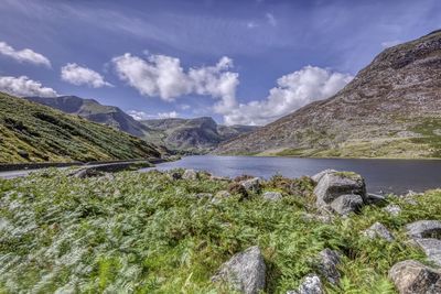 Scenic view of mountains against sky