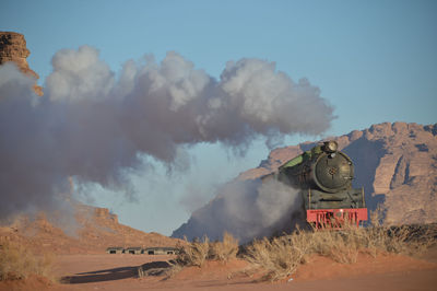 A steam train from the time of the ottoman empire in wadi rum in southern jordan