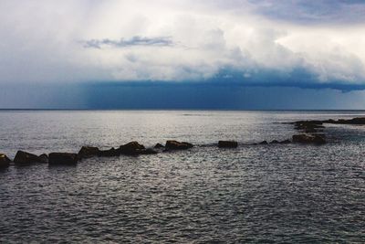 Scenic view of sea and cloudy sky