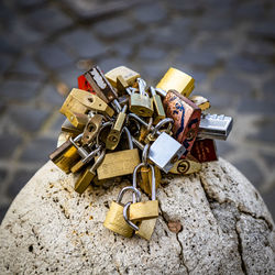 Close-up of padlocks on chain