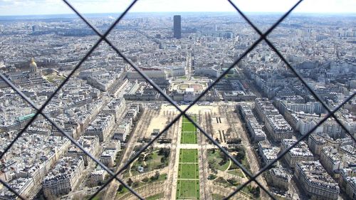 High angle view of buildings in city